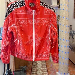 Pam & Gela Red Bandanna, Print Jacket